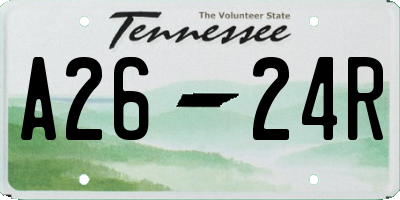 TN license plate A2624R