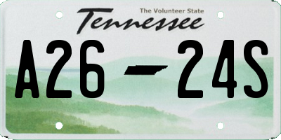 TN license plate A2624S