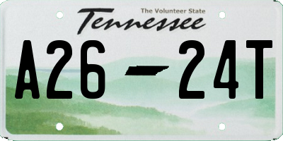 TN license plate A2624T