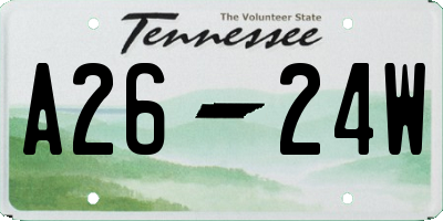 TN license plate A2624W