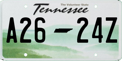 TN license plate A2624Z
