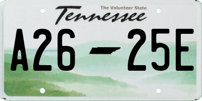 TN license plate A2625E