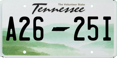 TN license plate A2625I