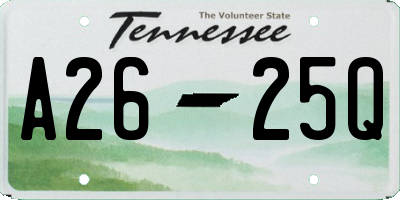 TN license plate A2625Q