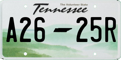 TN license plate A2625R