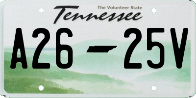 TN license plate A2625V