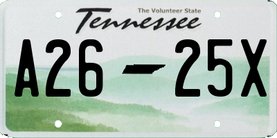 TN license plate A2625X