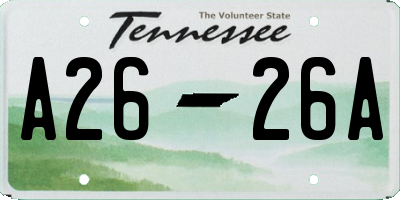 TN license plate A2626A