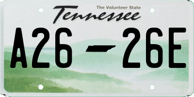 TN license plate A2626E