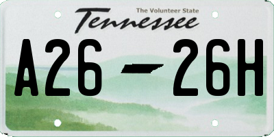 TN license plate A2626H