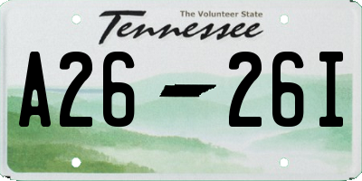 TN license plate A2626I