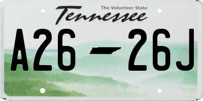 TN license plate A2626J