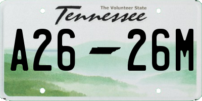 TN license plate A2626M