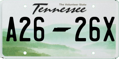 TN license plate A2626X