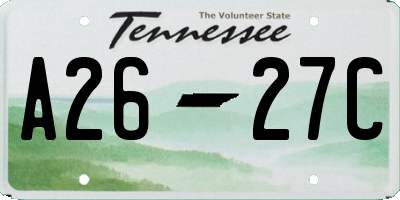 TN license plate A2627C