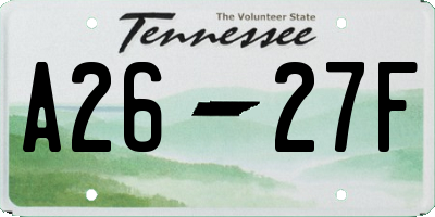 TN license plate A2627F