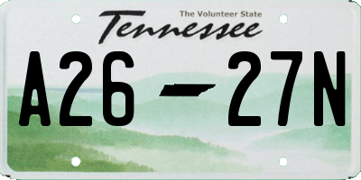 TN license plate A2627N