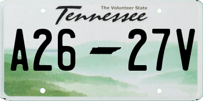 TN license plate A2627V