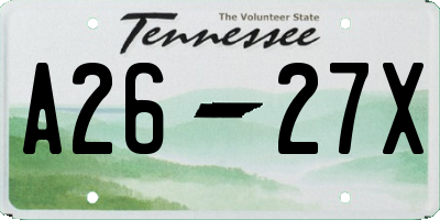 TN license plate A2627X