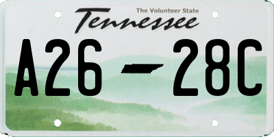 TN license plate A2628C