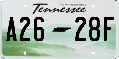 TN license plate A2628F