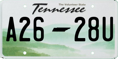 TN license plate A2628U