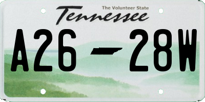 TN license plate A2628W