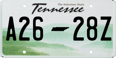 TN license plate A2628Z