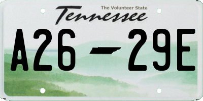 TN license plate A2629E