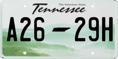 TN license plate A2629H