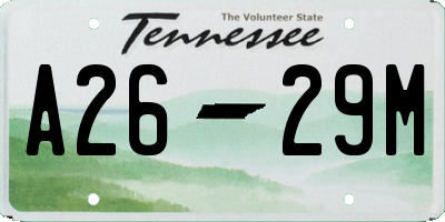 TN license plate A2629M