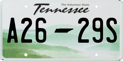 TN license plate A2629S