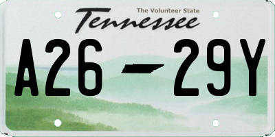 TN license plate A2629Y