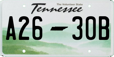 TN license plate A2630B