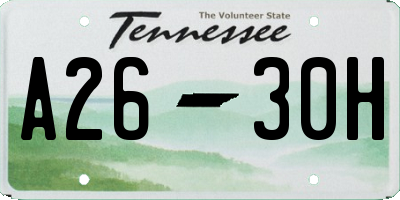 TN license plate A2630H