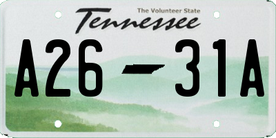 TN license plate A2631A