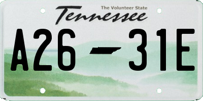 TN license plate A2631E