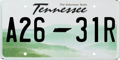 TN license plate A2631R
