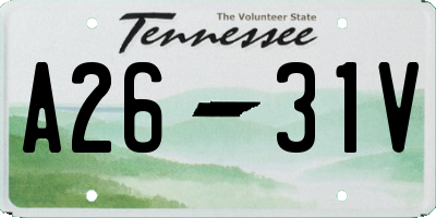 TN license plate A2631V