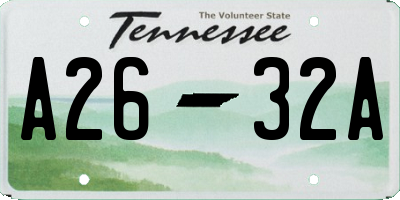 TN license plate A2632A