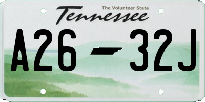 TN license plate A2632J