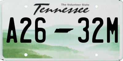 TN license plate A2632M