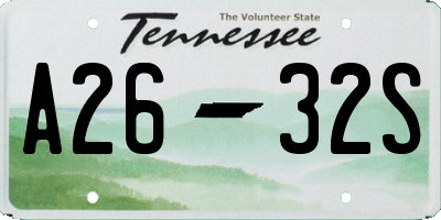 TN license plate A2632S