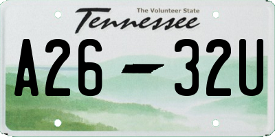 TN license plate A2632U