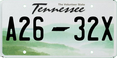 TN license plate A2632X