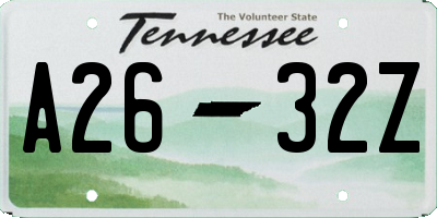TN license plate A2632Z