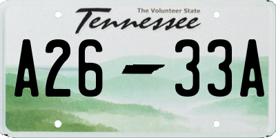 TN license plate A2633A