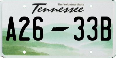 TN license plate A2633B