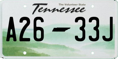 TN license plate A2633J