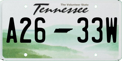 TN license plate A2633W